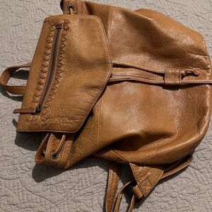 Elegant Tan Leather Women's Backpack